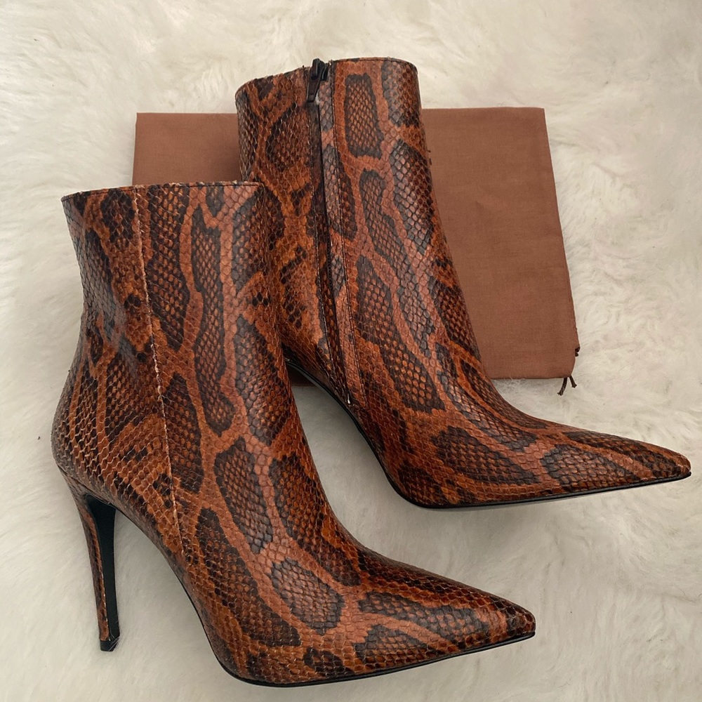 Snake Print 3/4 Genuine Leather Booties